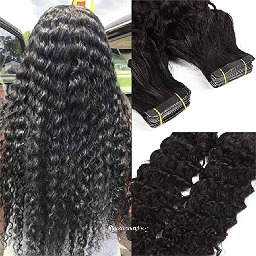 

Deep Curly Tape in Human Hair Extension Peruvian Remy Skin Weft Human Hair Loose Curly Adhesive Tape on Hair 100g 40Pcs
