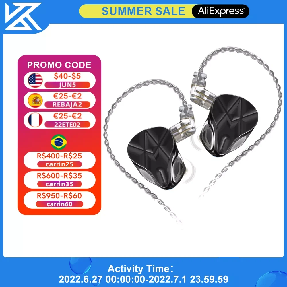 

KZ ASF Earphones 10 BA Units HIFI Bass In Ear Monitor Balanced Armature Headset Noise Cancelling Earbuds Sport Wired Headphones