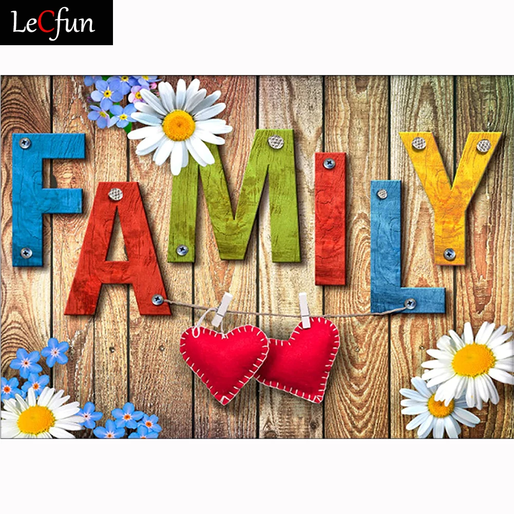 

Набор для алмазной живописи LeCfun, алмазная живопись 5D «сделай сам», семейный декор для стен в виде круглых/квадратных страз, для взрослых, рож...