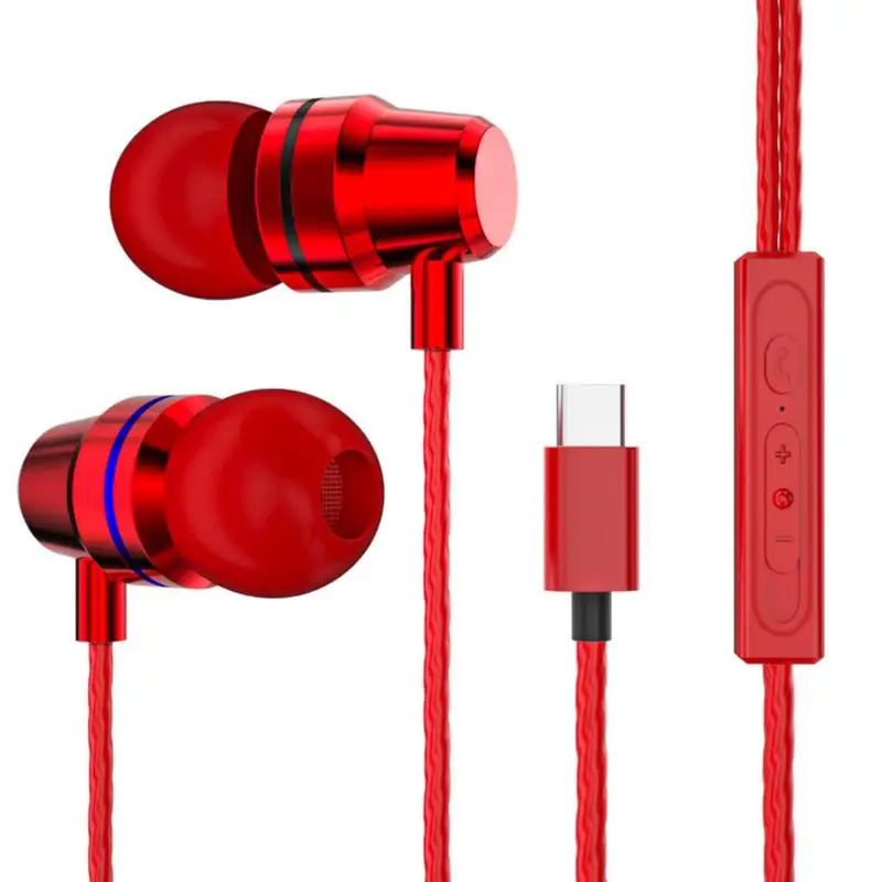 

Wired Headphones Type C Sport Music Earbud Stereo In-ear Earphone Microphone Noise Reduction Headset With Mic for Huawei P30pro