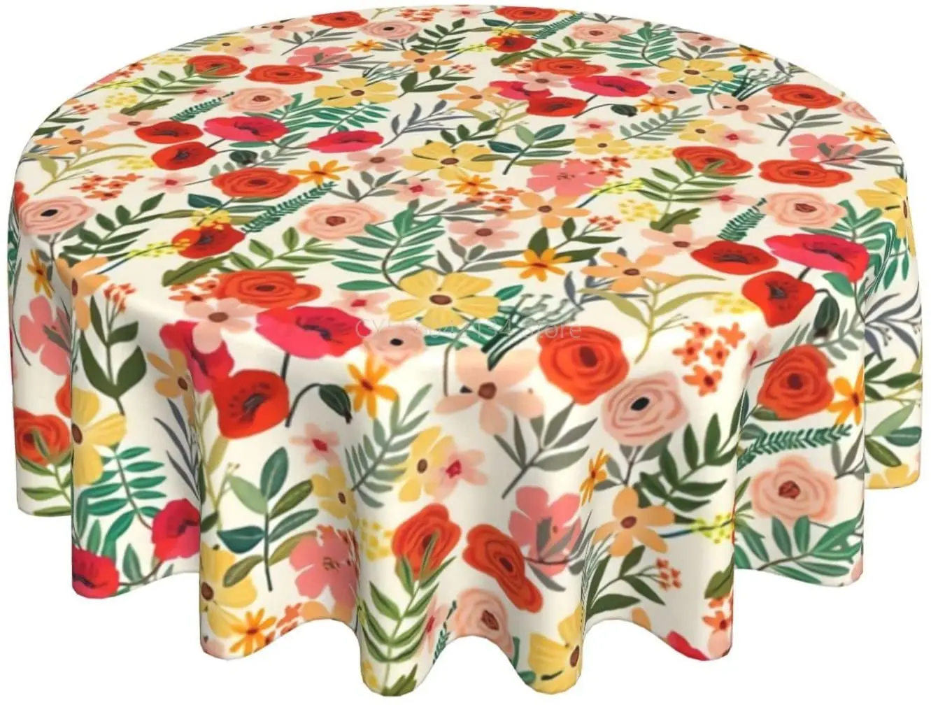 

Country Flowers Round Tablecloth,Stain Wrinkle Resistant Washable Polyester 60 Inch Table Cloth for Dining Table Indoor Outdoor
