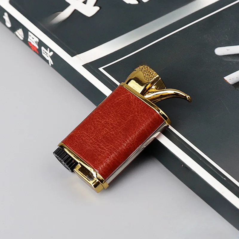 

MUXIANG Leather Men's Lighter Inflatable Pipe Lighter Windproof Portable Cigar Lighter Gift