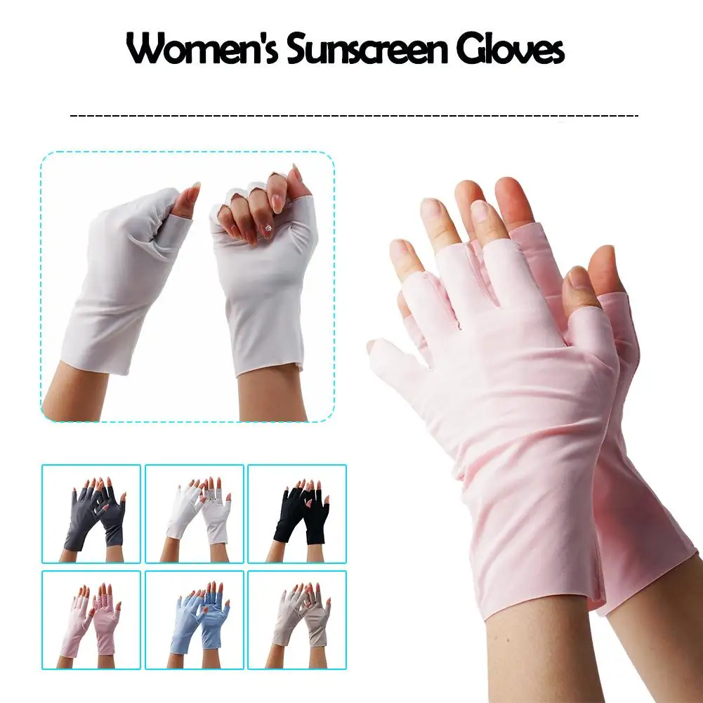 

Summer Anti-UV Fingerless Gloves Semi-finger Driving Silk Mittens Ice Sunscreen Half Gloves Fingers 2023 Breathable Thin Gl X9R2