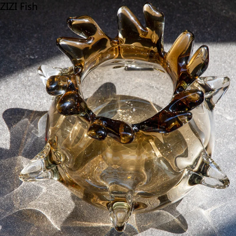 Необычная утолщенная стеклянная ваза настольные сосуды для цветов цветочная