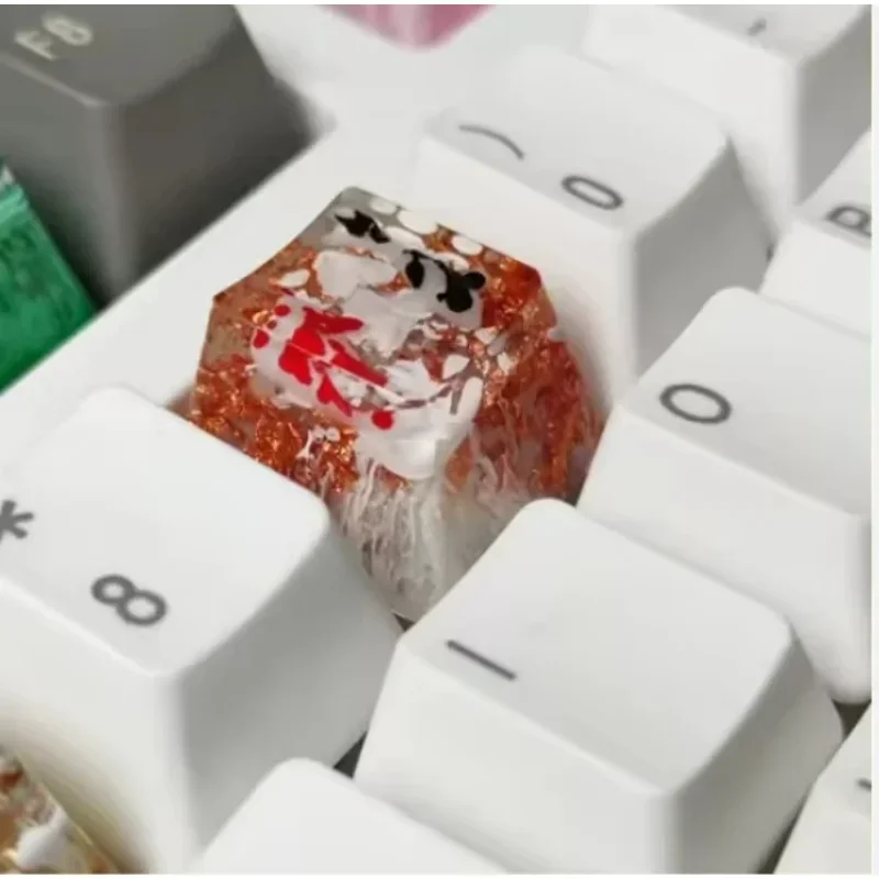 Фото Пейзаж Koi 1U, механическая клавиатура ручной работы из смолы с подсветкой, замена колпачков DIY RGB №1
