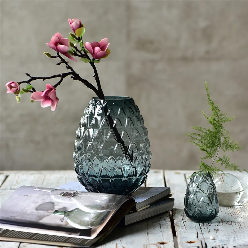

Water Ripple Transparent Glass Small Vase Ornaments Living Room Dining Table Flower Display Household Ornaments Ornaments