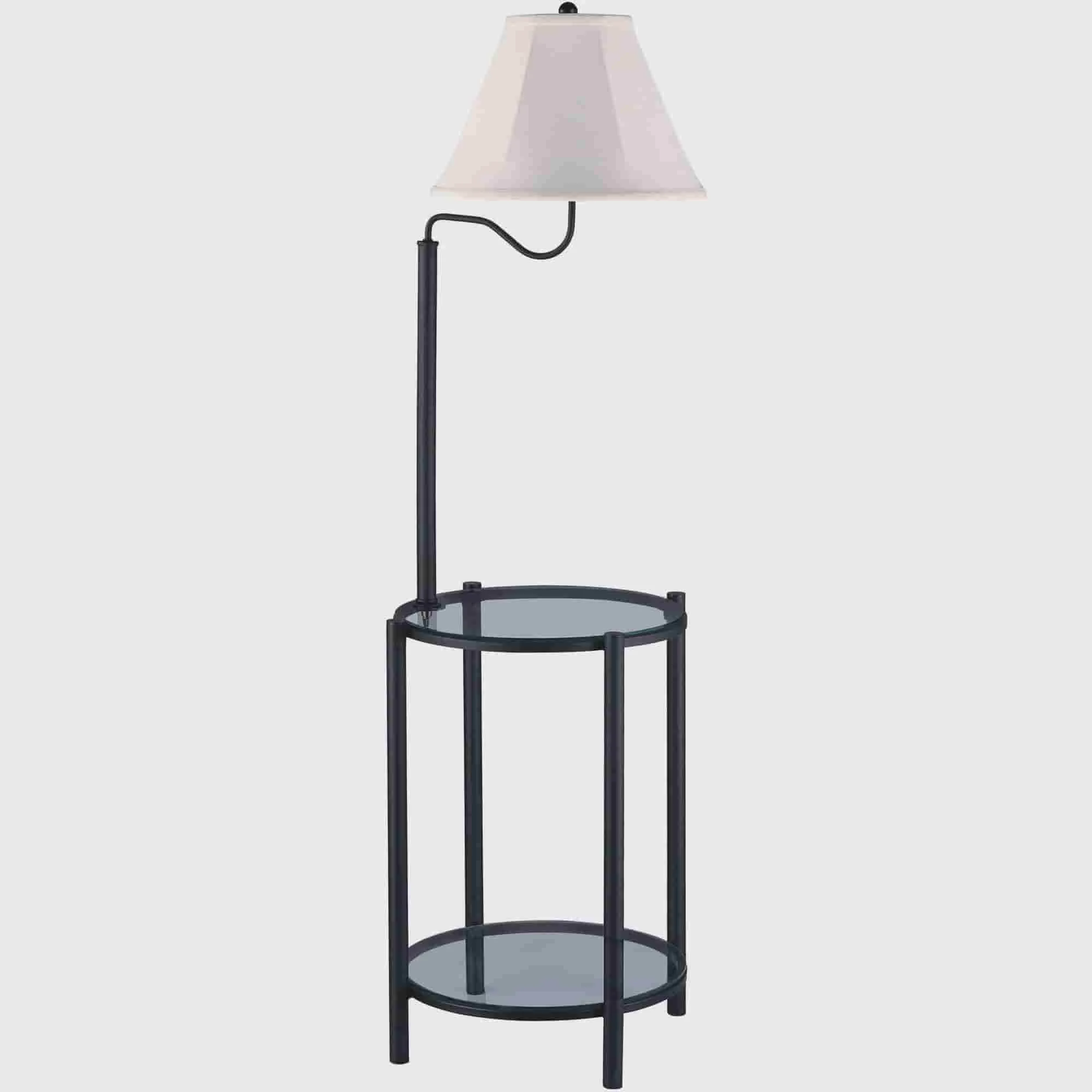 

HMTX Glass End Table Floor Lamp, Matte Black, CFL Bulb Included