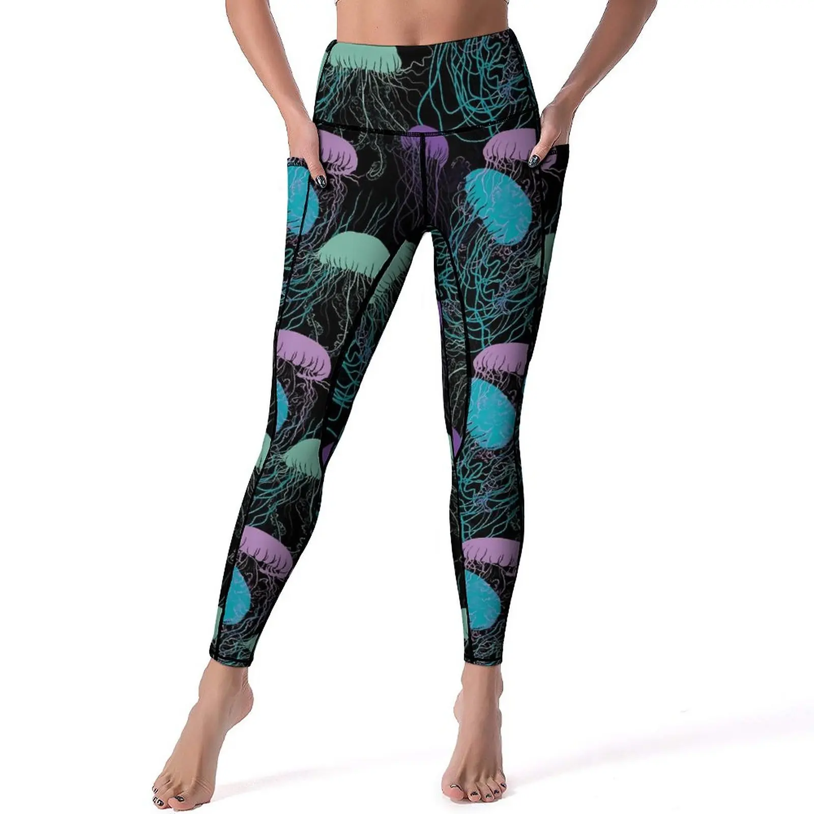 

Jellies Yoga Pants Jellyfish Print Fitness Gym Leggings Push Up Elastic Sports Tights Lady Retro Custom Yoga Legging Gift Idea
