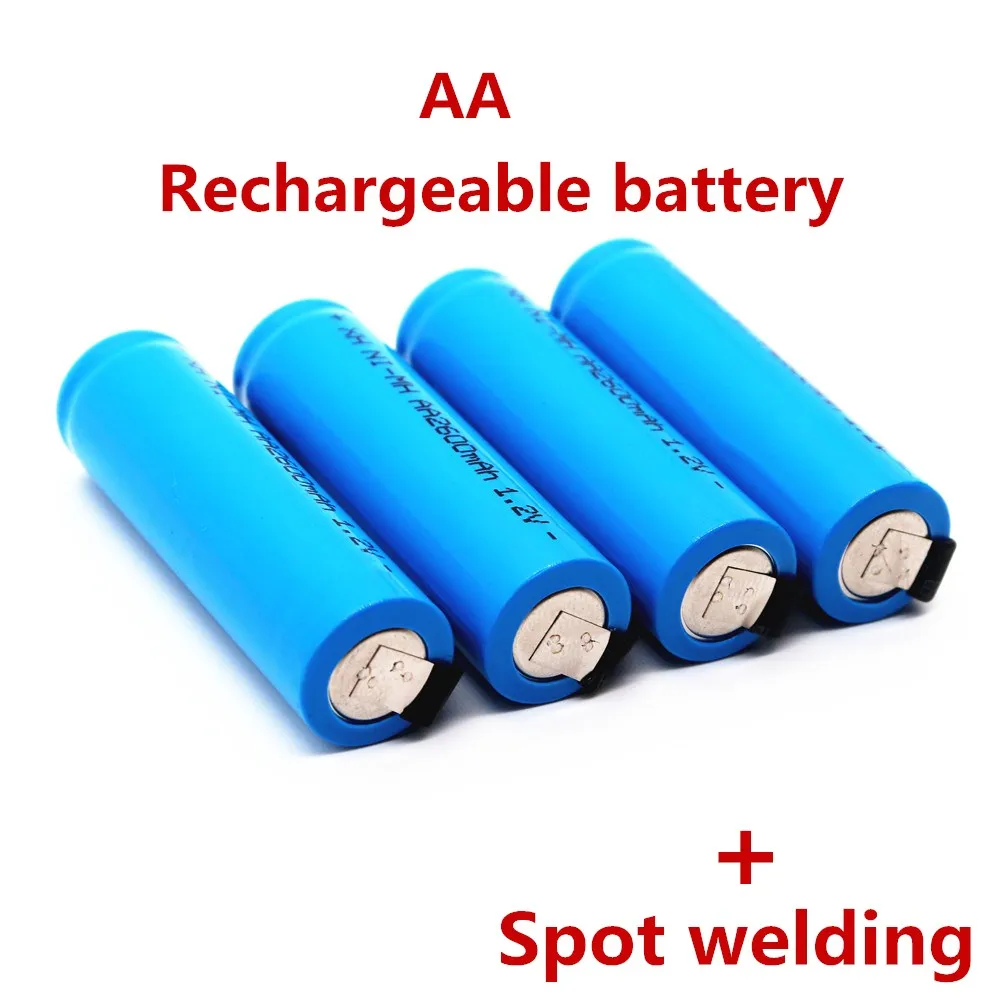 Original AA Rechargeable Battery 1.2V 2600mah AA NiMH Battery with Solder Pins for DIY Electric Razor toothbrush Toys