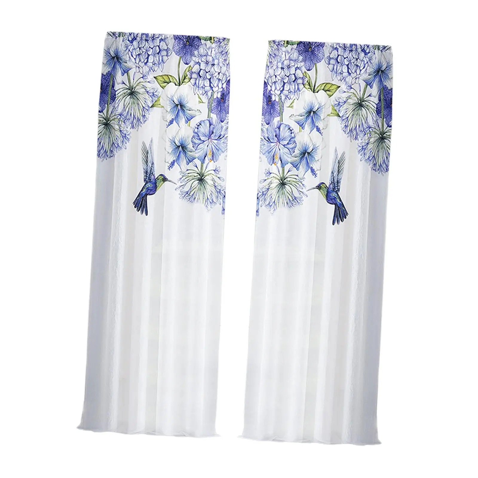 

Birds and Flowers Digital Printing Sheer Curtain Lightweight Easily Install and Slide Privacy Drapes for Living Room Decoration