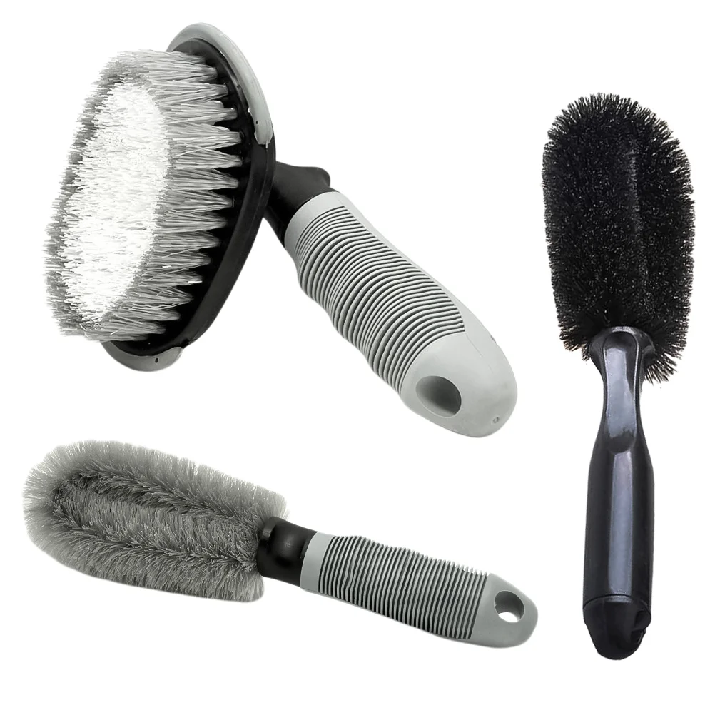 

1 Bag/3pcs Professional Car Tyre Brush Kit Wheel Cleaning Brush Metal Surface Brim Gap Brush for Home Shop Car (1pc Vertical