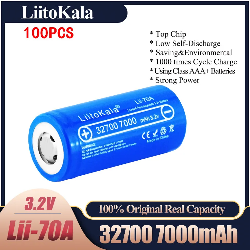

Оптовая продажа, LiitoKala lii-70A 3,2 V 32700 7000mAh 6000mAh LiFePO4 аккумулятор 35A, непрерывный разряд, максимум 55a аккумулятор высокой мощности