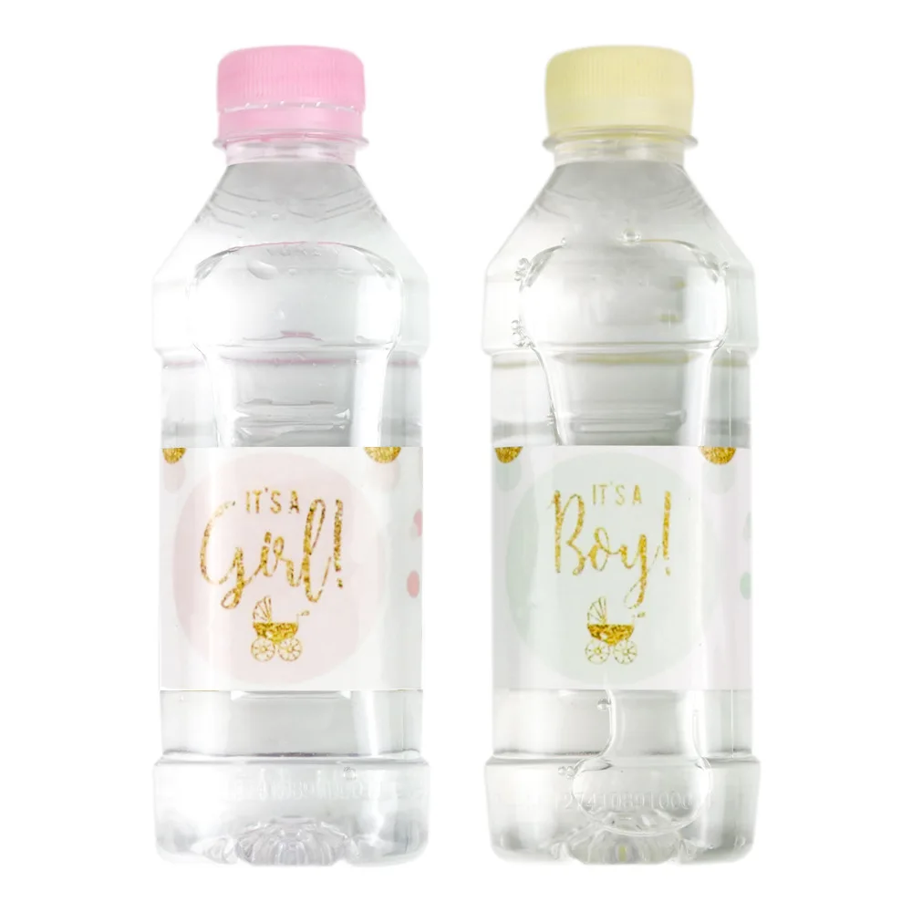 

12pcs Its A Boy / Girl Mineral Water Bottle Gift Stickers Label Baby Shower Gender Reveal Party Decoration Bottle Label Stickers