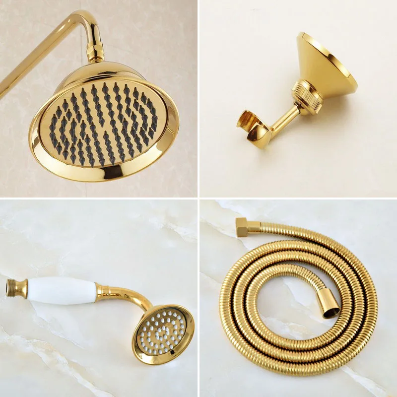 

Gold Color Brass Shower Head / Shower Arm / Shower Hose / shower Bracket High Pressure Hand Spray Bathroom Accessory msh045 a