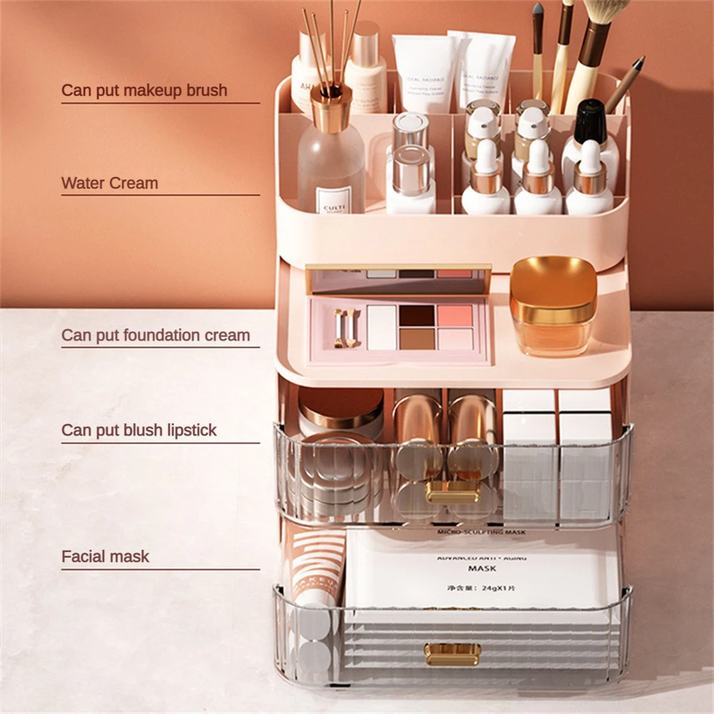 

Organizing Rack Hps/pet Multi-layer Desktop For Cosmetics Large Capacity Storage Tools Cosmetics Storage Box 1/2/3/4 Layers