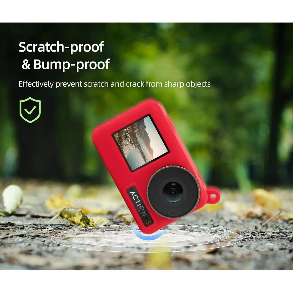 

Silicone Cover Protective Case Scratch-proof Camera Protector With Lanyard Accessories Compatible For Osmo Action 3
