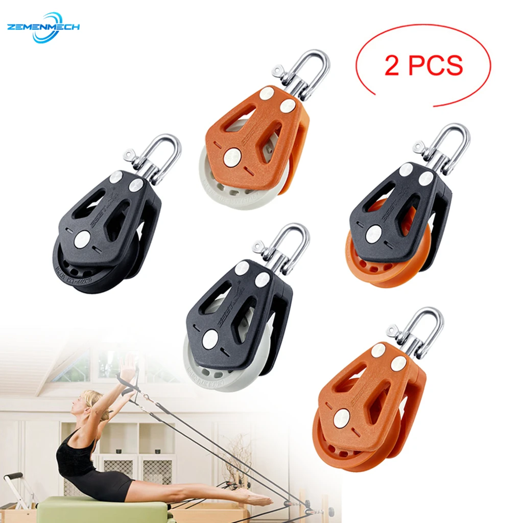 

2PC Boat Accessories High Load Sheave Block Universal Head Single Pulley Swivel Shackle Sailboat Plain Bearing Block Rope Runner