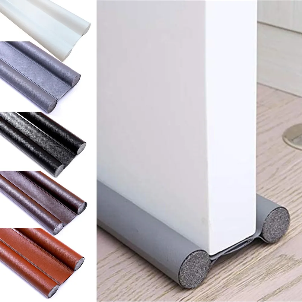 

1PC 96cm Door Seal Waterproof Seal Strip Draught Excluder Stopper Door Bottom Guard Double Foam + Leather Sealing Strips