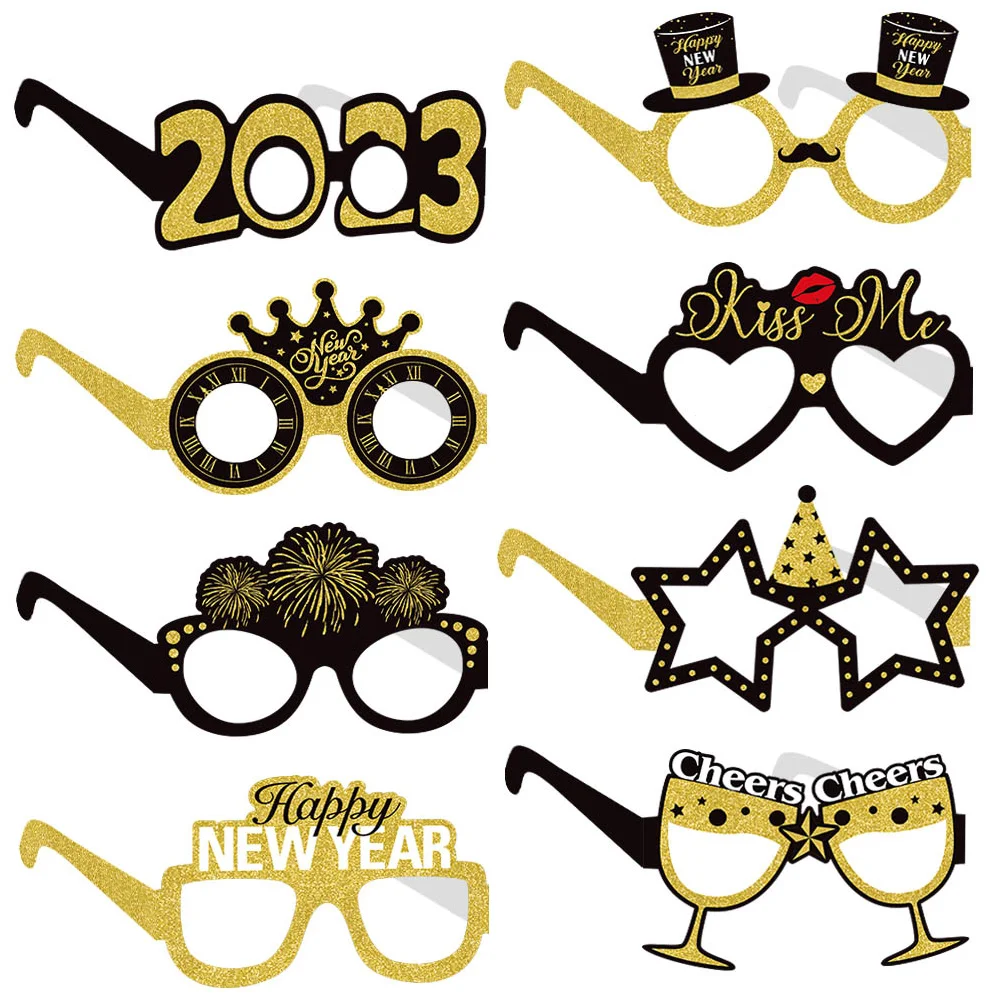 

New Year Glasses Eyeglasses Party Funny Frames Costume Happy Eyewear Accessories Photo Accessory Props Favors Eve Prop Decor