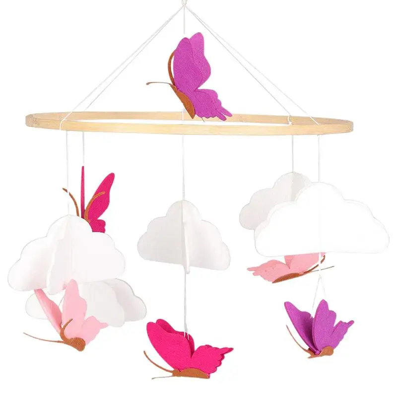 

Baby 1PC Crib Mobile With Felt Butterfly Cloud Wind Chime For Baby Bed Toys For Children House Decoration L5