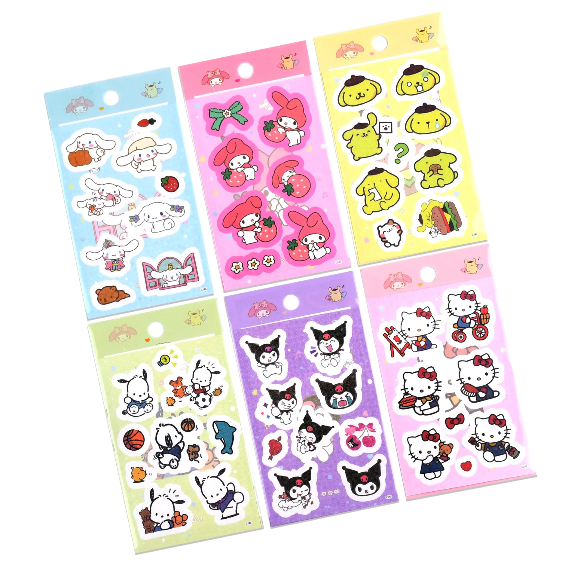 

Sanrio Sticker for Laptop Skateboard Hello Kitty Decals Kids Girls Toys Cute Flash Laser Kuromi Scrapbooking Pochacco Stickers