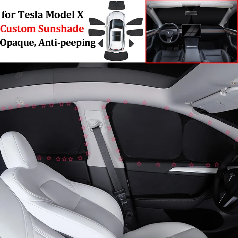 

Sunroof Sunshade For Tesla Model X Accessories Windshield Sun Shade Front Rear Side Window Skylight Privacy Shading Travel Kit