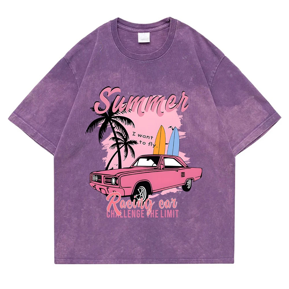 Летняя мужская футболка в стиле ретро с изображением гоночного автомобиля