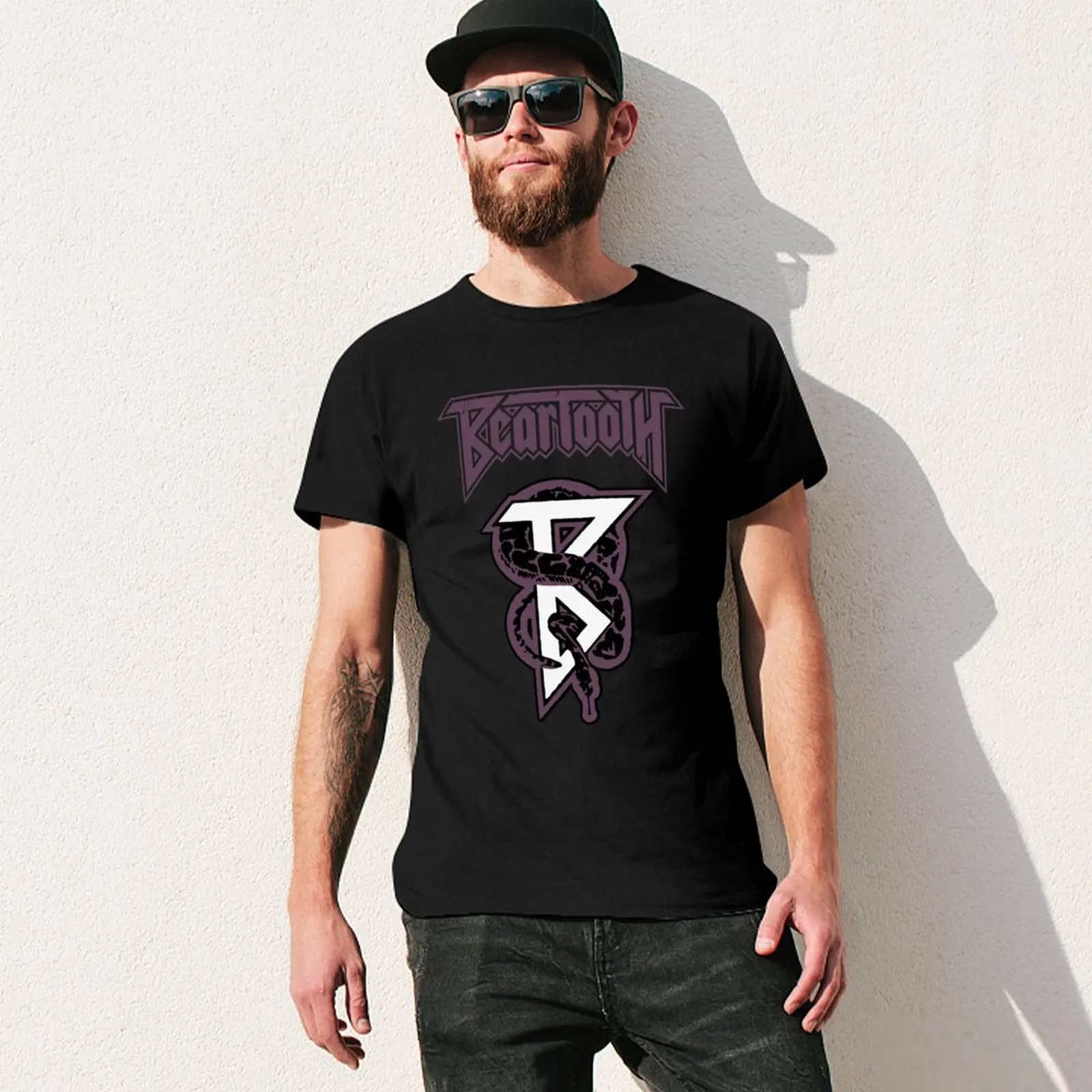 Фото beartooth-snake-logo-png- 4 ular ungu comel Футболка большого размера из базового хлопка №3