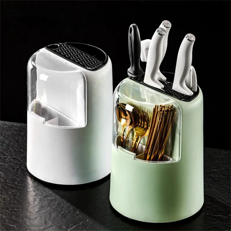 

Knife Block Multifunction To Rotate Lock Closure Dust-proof Drain Home Storage Combination Storage Rack Kitchen Grid Organize