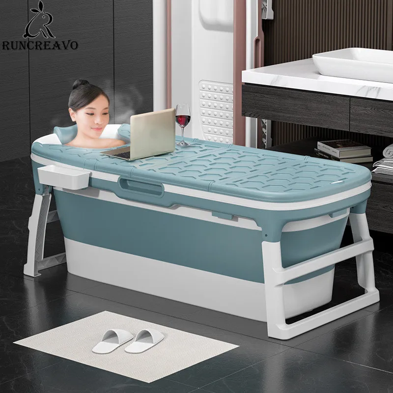 

46in Large Bathtub Adult Children's Folding Tub Massage Adult Bath Barrel Sweat Steaming Dual-use Baby Tub Spa Home Sauna Cz