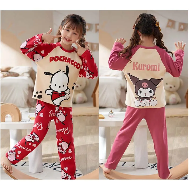 

Sanrios Cinnamoroll HelloKittys My Melody Purin Dog Kuromi Pochacco Cartoon Children Spring Autumn Home Clothes Girls Pajamas