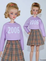 fashion 16 bjd clothes for barbie doll outfits purple shirt plaid skirt for barbie dolls accessories kids playhouse toy 11 5