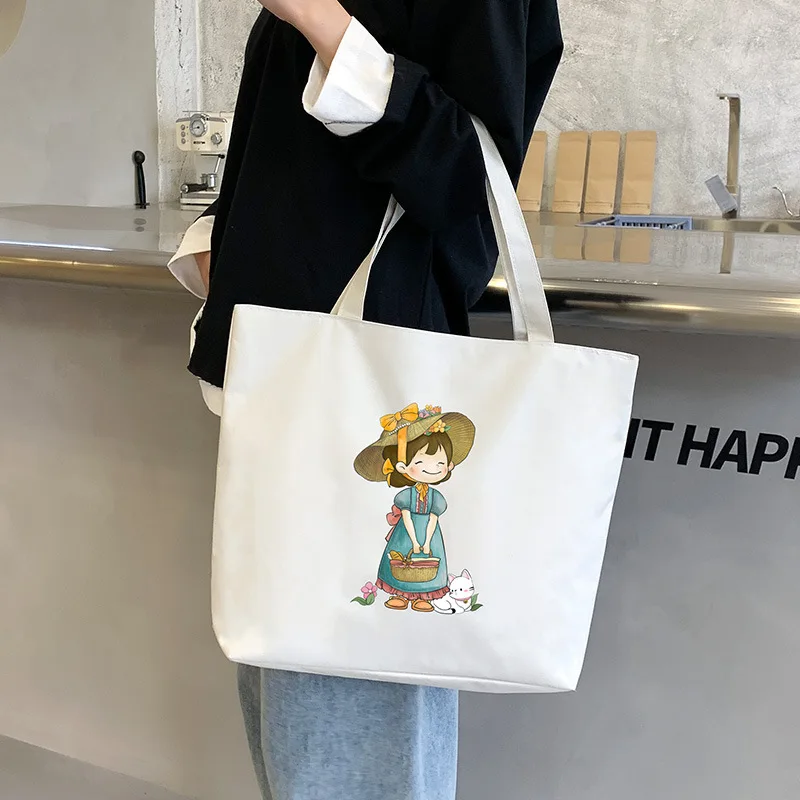 

Холщовая Вместительная женская сумка, новинка 2022, Студенческая простая сумка через плечо в художественном школьном стиле