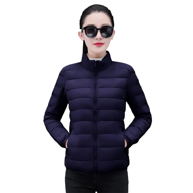 Winter New Women's Down Coat Cropped Stand Collar Lightweight Two-Open Slims Smooths Your Silhouette Warm Duck Jacket