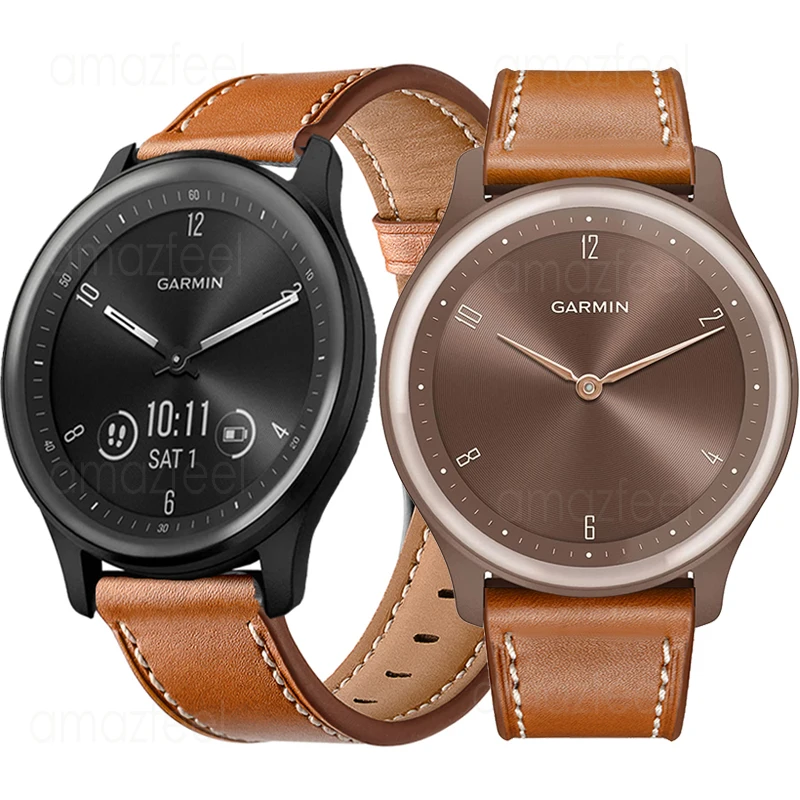 

Strap for Garmin Vivomove Sport Smart Watch Genuine Leather Wristband for Garmin Vivoactive 4 3 / Venu 2 Plus / Venu Sq Bracelet