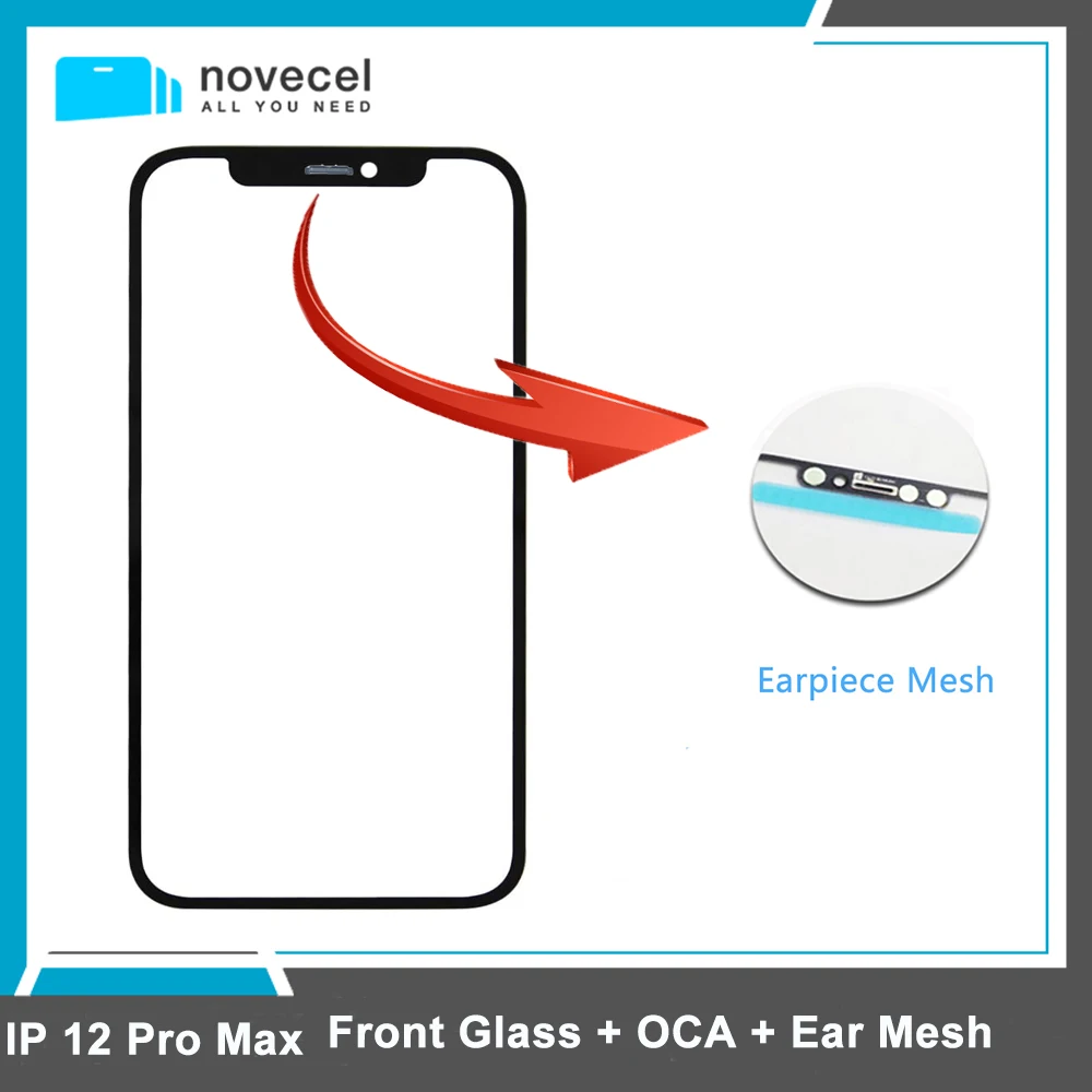 

5 шт. оптовая продажа 1:1 внешнее стекло для переднего экрана OCA клей с ушной сеткой для iPhone 12 Pro Max Замена Ремонт