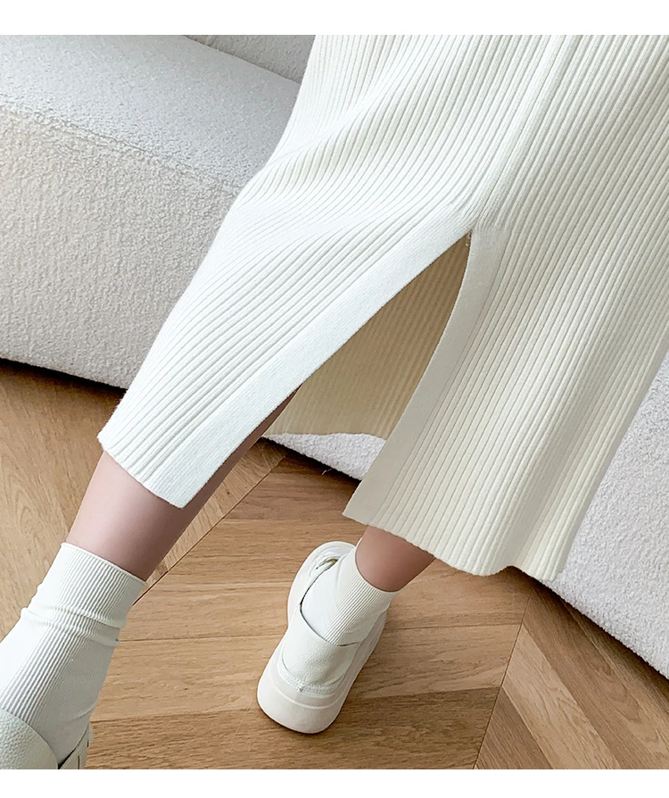 Женская вязаная облегающая юбка с высокой талией