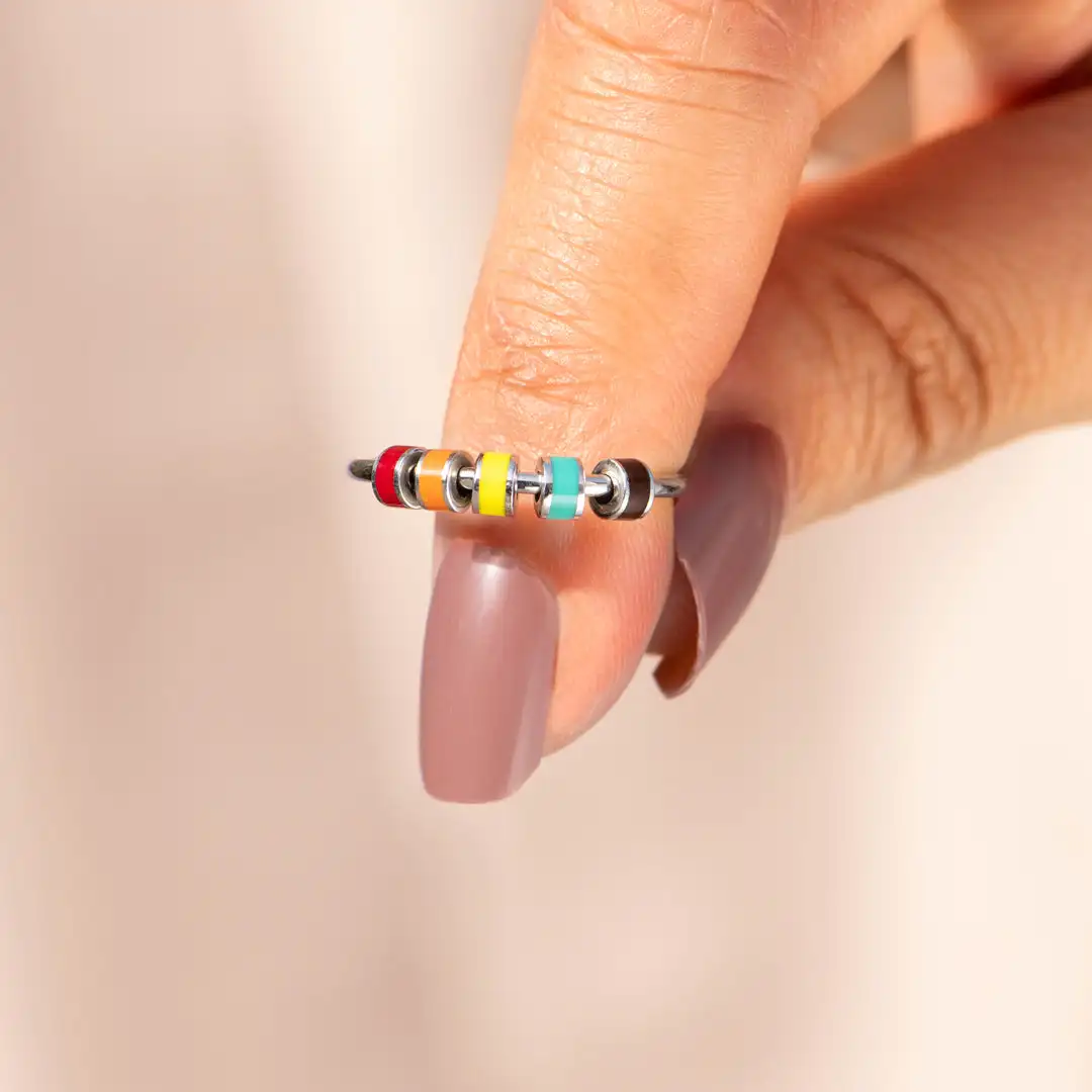 

Dainty Enamel Spinner Fidget Rings for Women Girls Anti Stress Anxiety Bead Ring Release Stress Retatable Jewelry Gifts