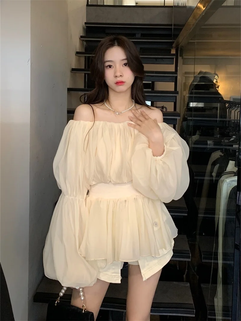 

Блузка женская шифоновая с воротником-лодочкой, 2 предмета