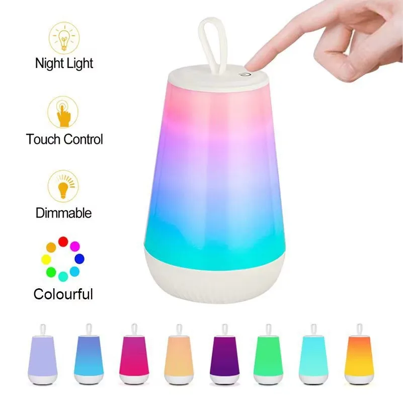 

Z20 Colorful Changing Night Light Dimming Function Touch USB Rechargeable Bedside Bedroom Portable Dimmable Night Lamp