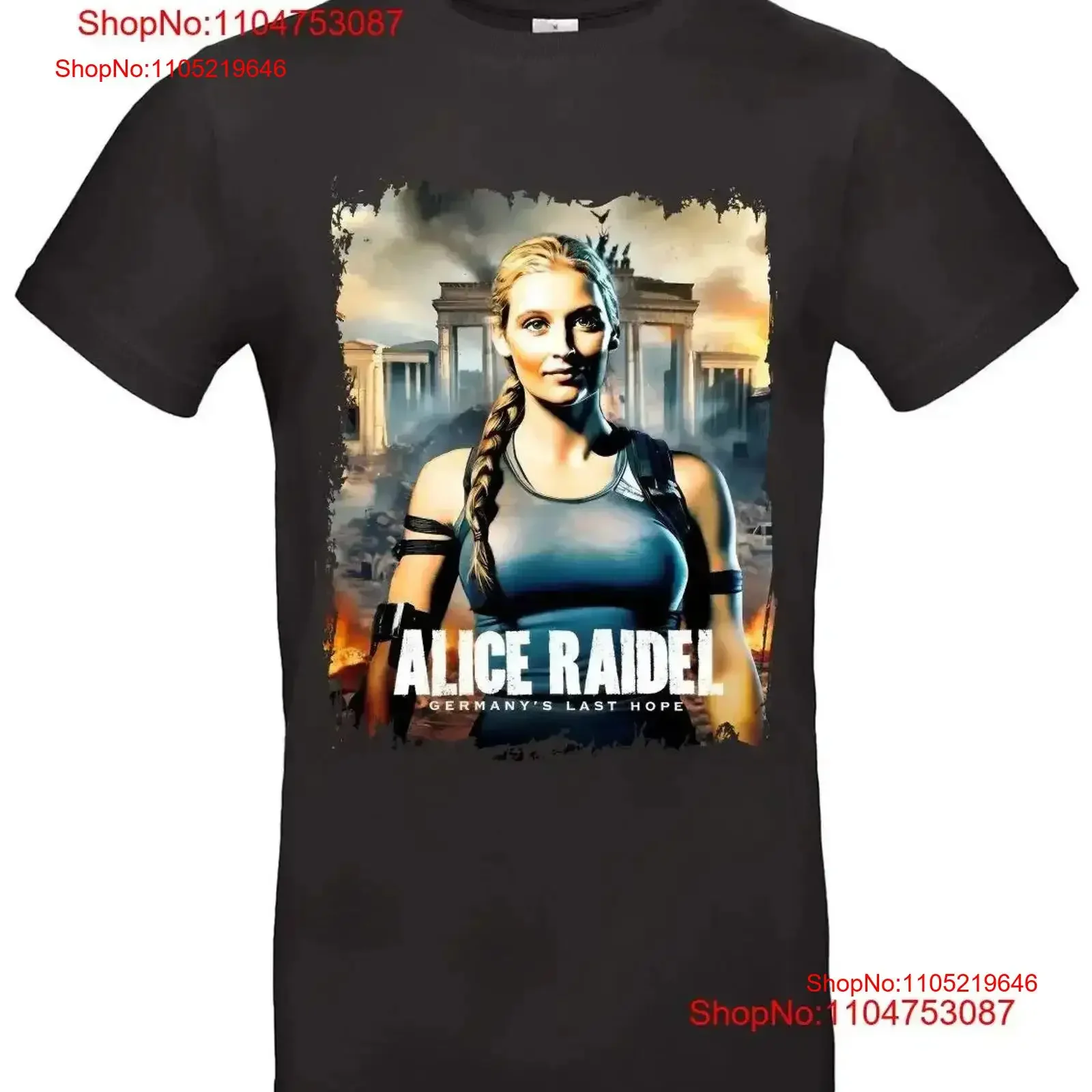 Фото Футболка Alice Weidel Lara Croft Design Германия's Last Hope винтажная стильная дизайнерская одежда графическая уличная одежда винтажная №1
