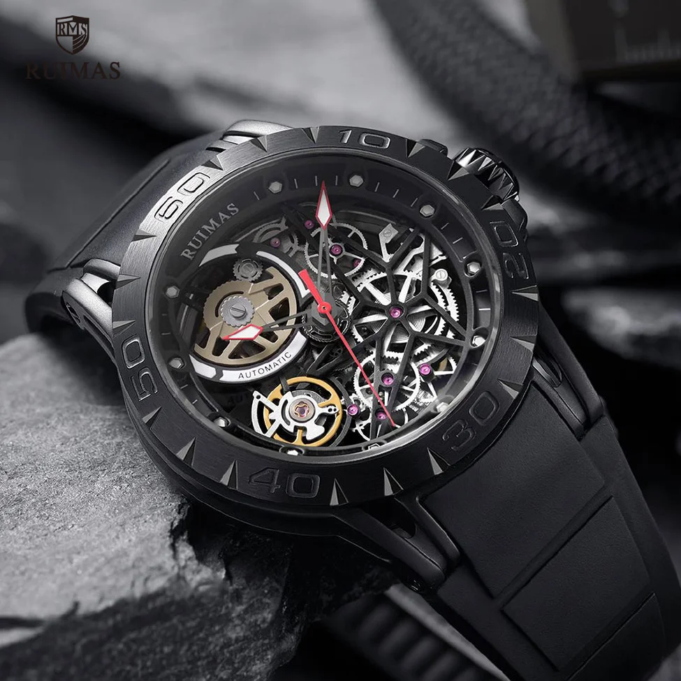 

MEGIR & RUIMAS Silicone Strap Automatic Mechanical Watches Men Military Sport Wristwatch Man Luxury Top Brand Waterproof Watch