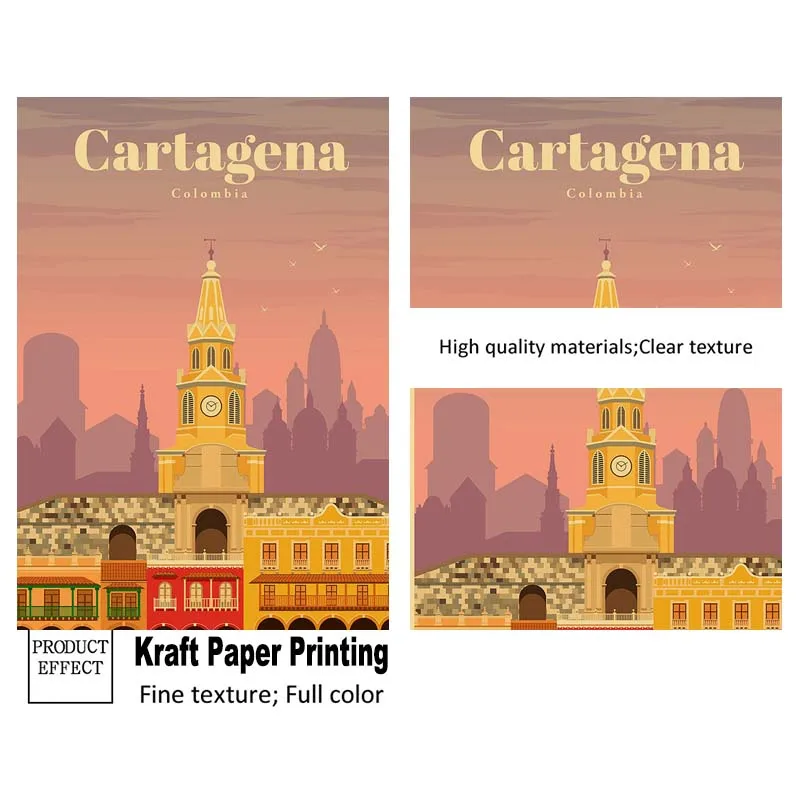 Постеры и принты для путешествий с известным мировым городом ретро крафт-бумага