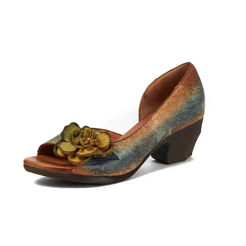 

Новые тисненые и цветные ретро-ботинки из воловьей кожи с цветами