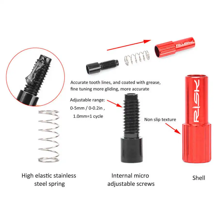 Риск 2 шт. Велосипедный тормозной трос Шестерня микро регулируемые винты