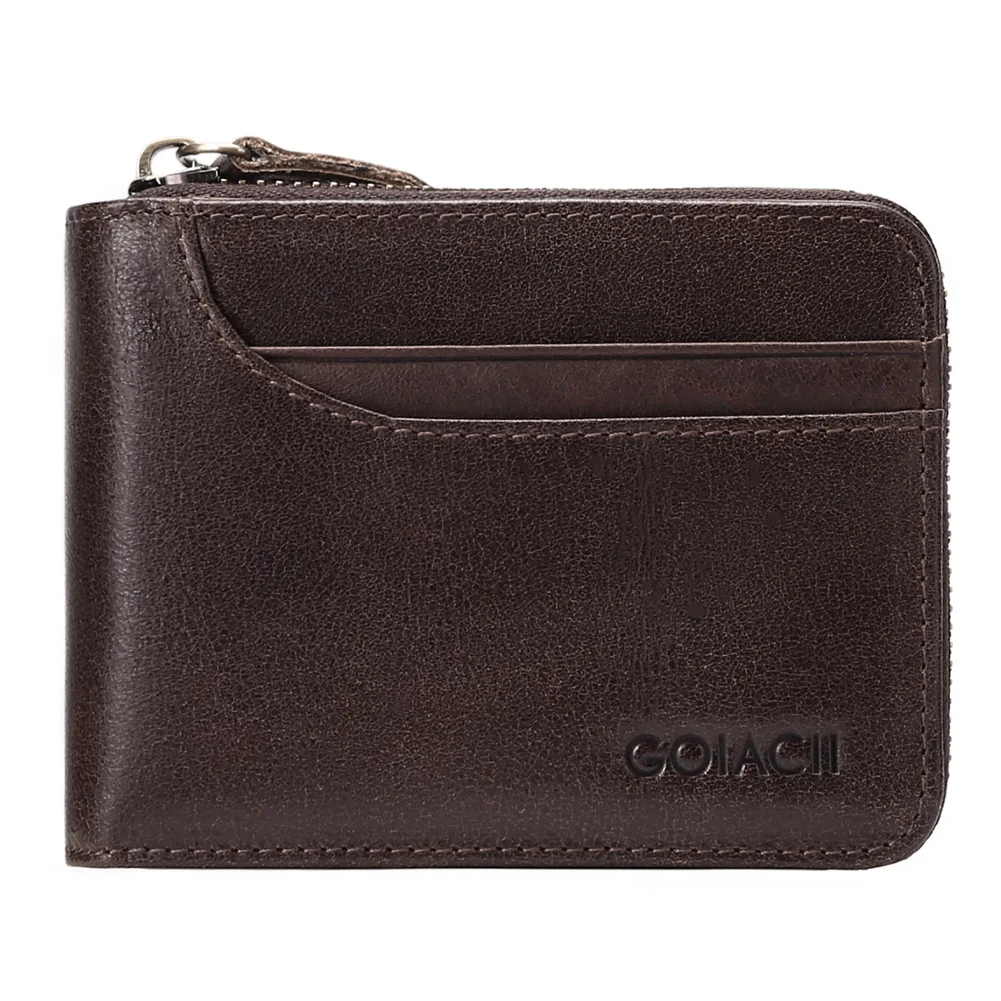 Leather Wallet Short Casual Leather Wallets Men Money Bag Driver's License Multi-Card Slot Credit Card Holder Zipper Coin Purses