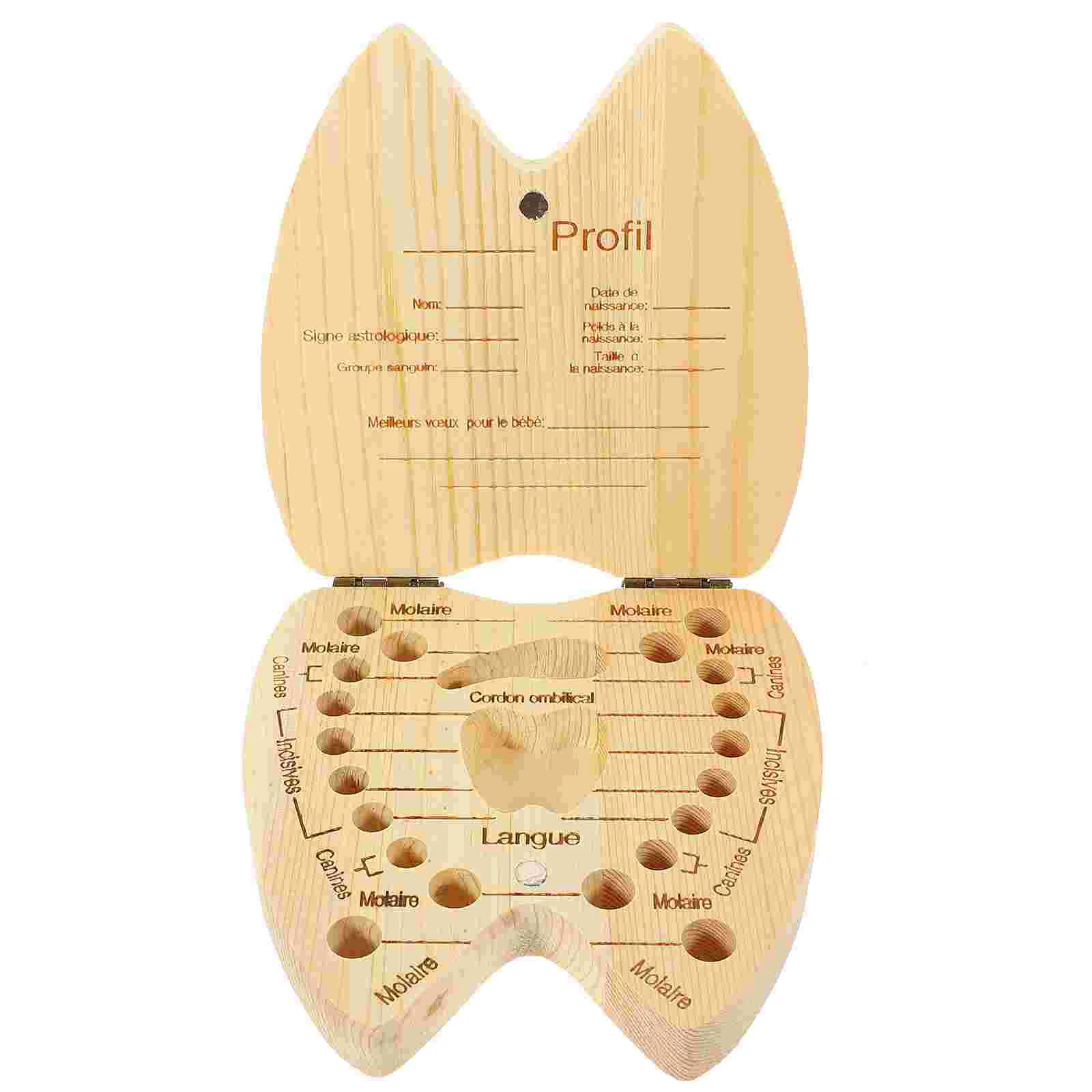 

French Children's Baby Teeth Preservation Box Tooth Organizer Wooden Holder First