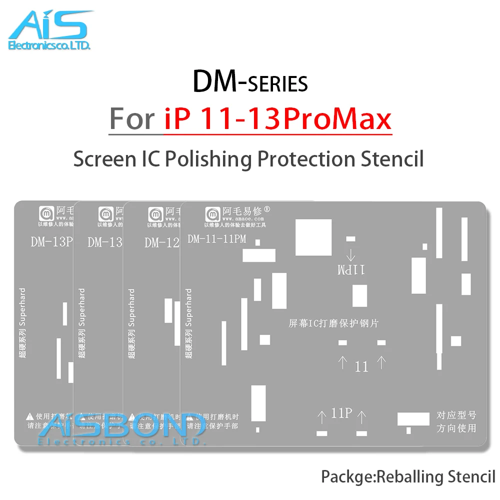 

Amaoe Screen IC Polishing Protection BGA Reballing Stencils For iPhone 11 11Pro 12 12Pro 13Pro 13 Pro Max 13Mini 13ProMax