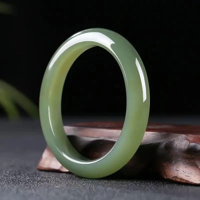 

Женский браслет Qiemo Jade Lake Water Green Flat Bar, простой и универсальный нефритовый и каменный браслет