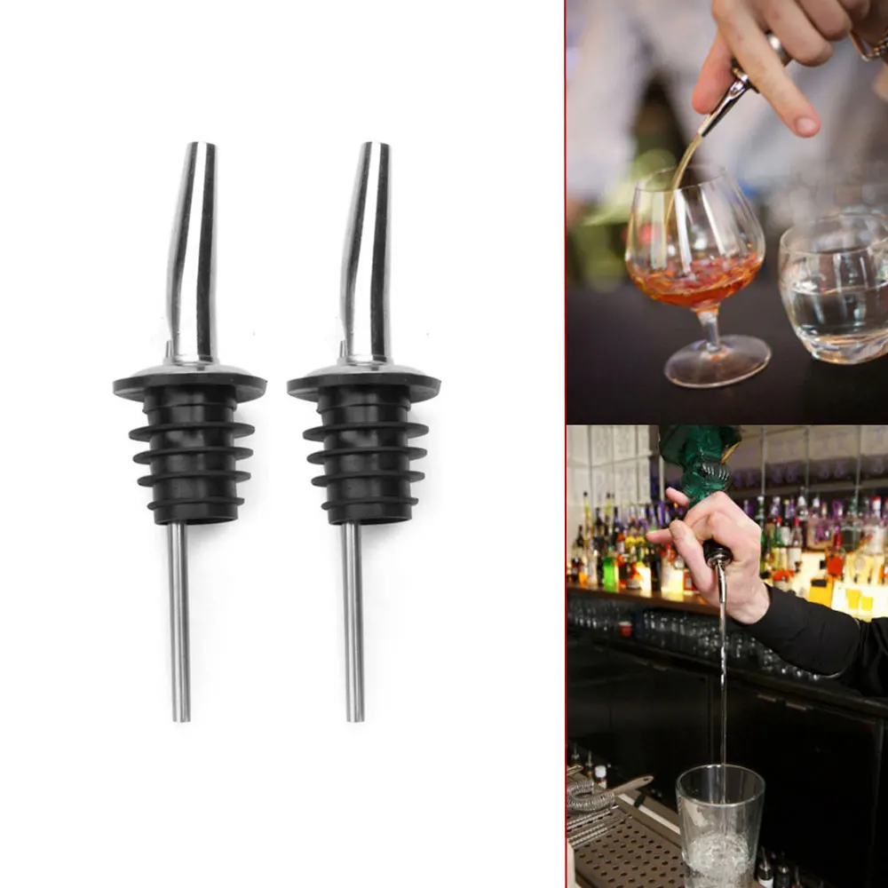 

2Pcs/set Stainless Steel Liquor Oil Wine Bottle Pourer Cap Spout Stopper Spout Dispenser Bartender Home Bar Party Accessories